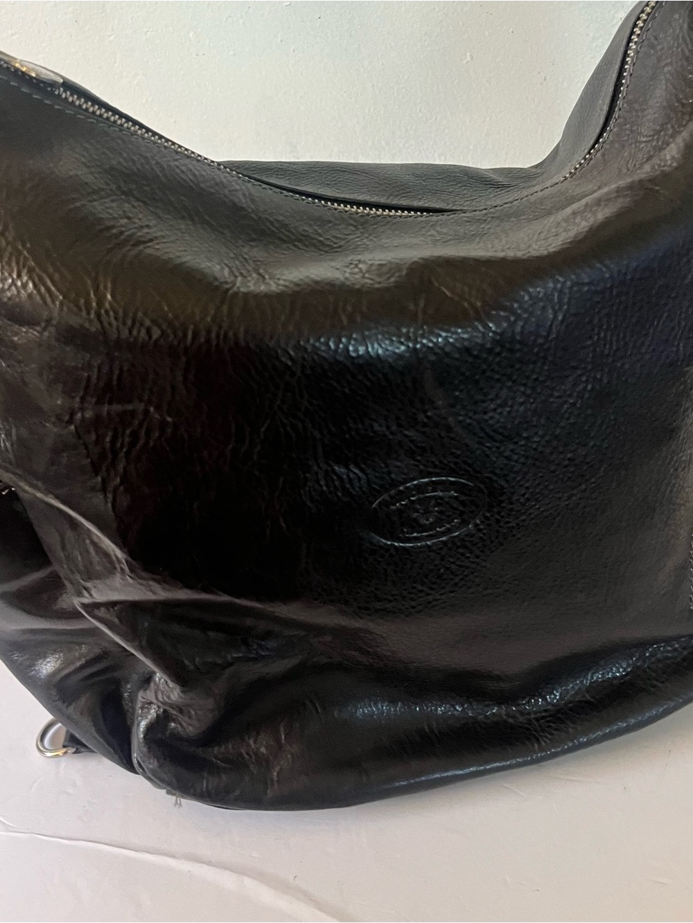 Elegant Cuoriera Black Leather Satchel - XL